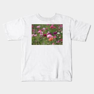 Jelly Bean Colored Ranunculus Kids T-Shirt